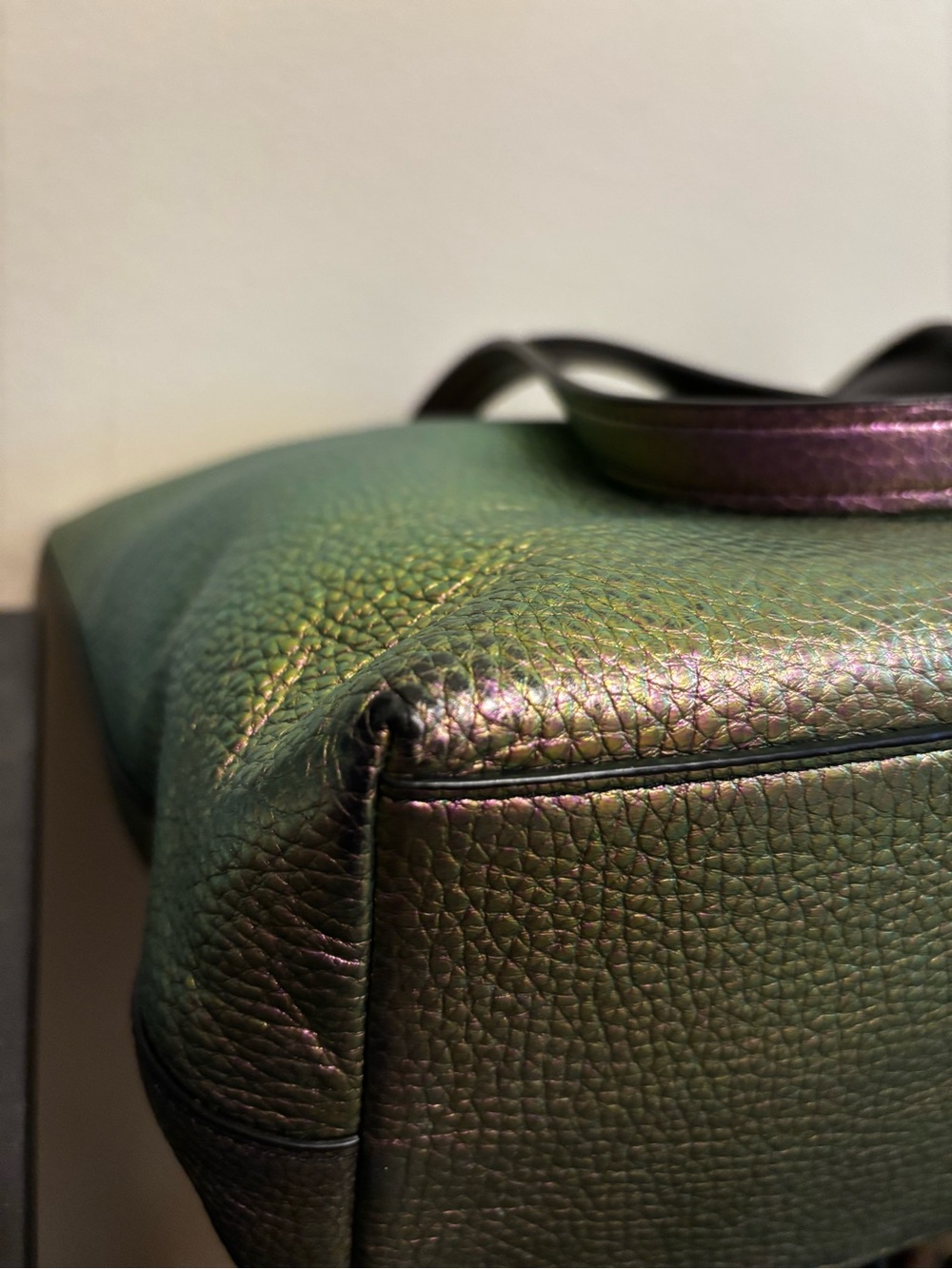 Coach Iridescent Pebbled Leather Tote — Purple and Green Shift - Picture 5 of 8